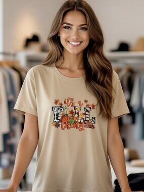 NWOT Beige/Tan "It's a Fall Thing" Graphic Short Sleeve Crewneck Large T-shirt